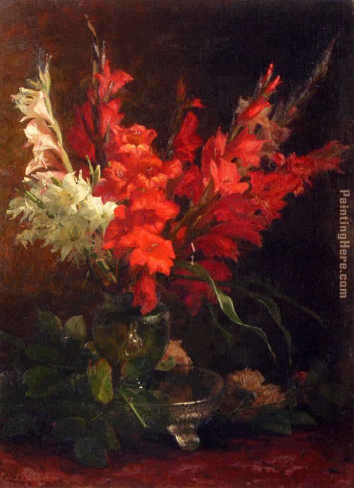 Geraldine Jacoba Van De Sande Bakhuyzen A Still Life With Gladioli And Roses